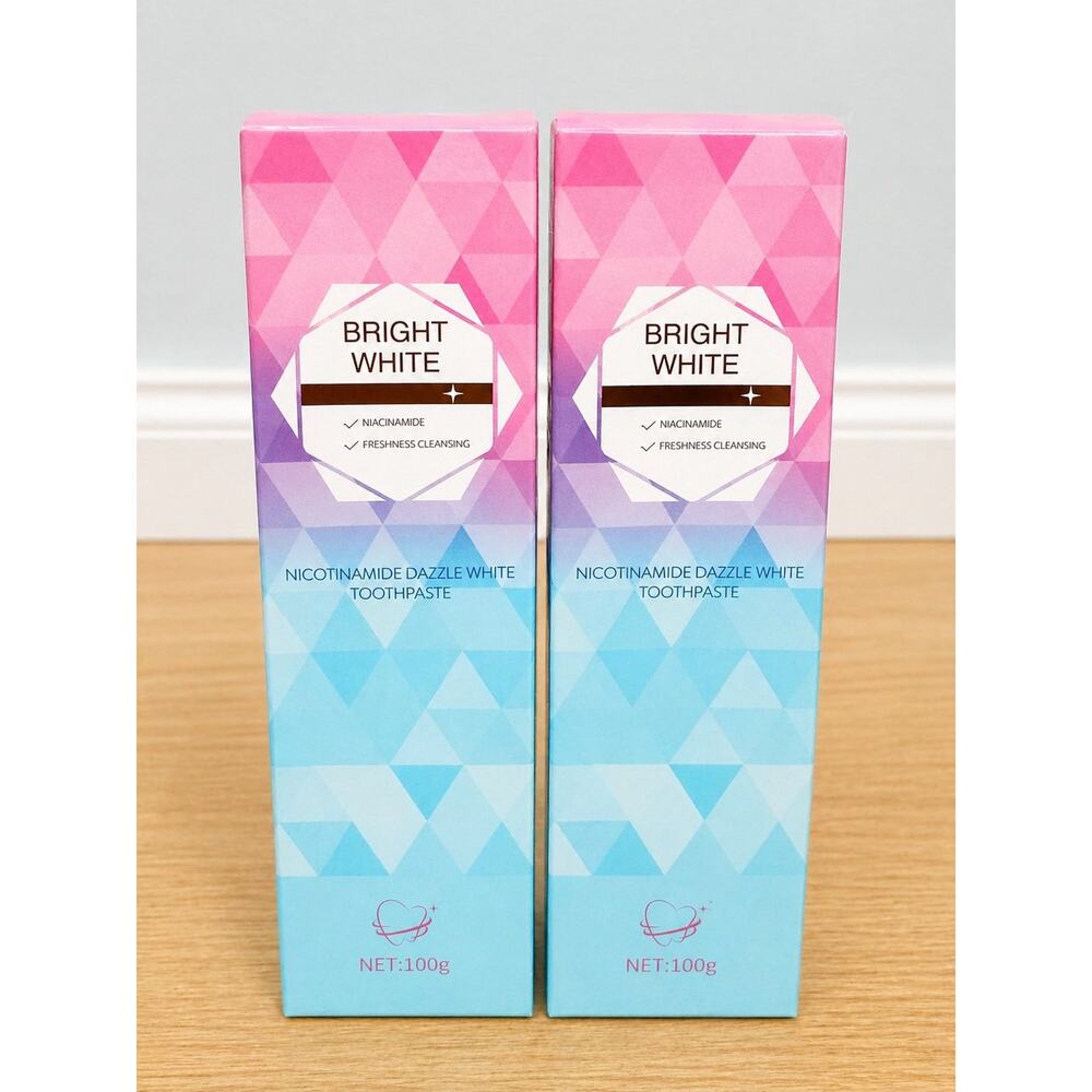 Bright White Nicotinamide Dazzle White Toothpaste 100g Set of 2 New